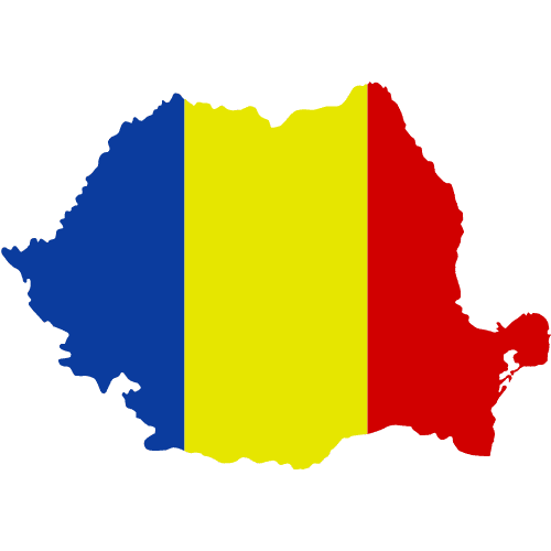 דגל רומניה במפת רומניה